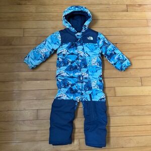 The North Face Baby Blue Mountain Print Insulated Snowsuit Bunting 18-24M